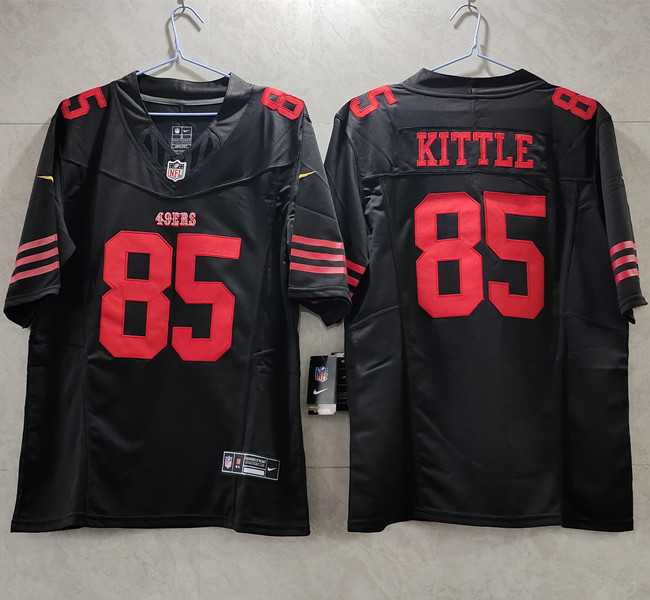 Men%27s San Francisco 49ers #85 George Kittle Black 2023 F.U.S.E. Vapor Untouchable Limited Stitched Football Jersey